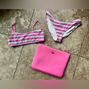 Triangl Swimwear Pink and White Bikini Set